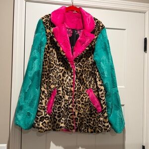 Ivy Jane Leopard Print Jacket with Pink and Teal Accents
